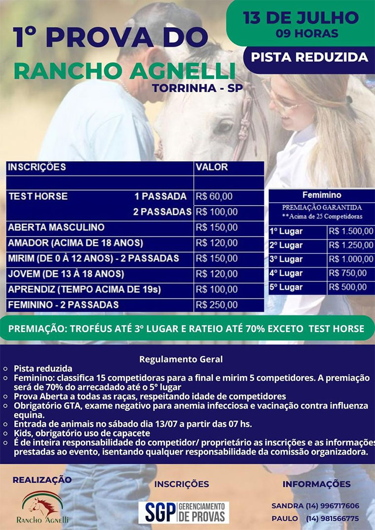 Prova de Três Tambores Rancho Agnelli em Torrinha (SP)