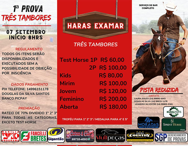 1ª Prova de Três Tambores Haras Examar em Marília (SP)