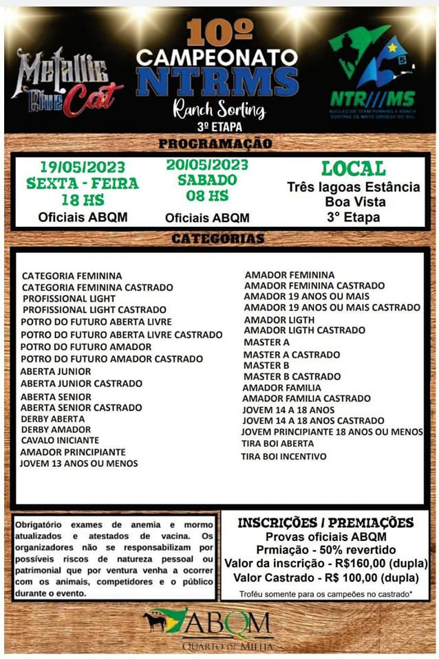 III Etapa do 10º Campeonato NTRMS de Ranch Sorting em Três Lagoas (MS)