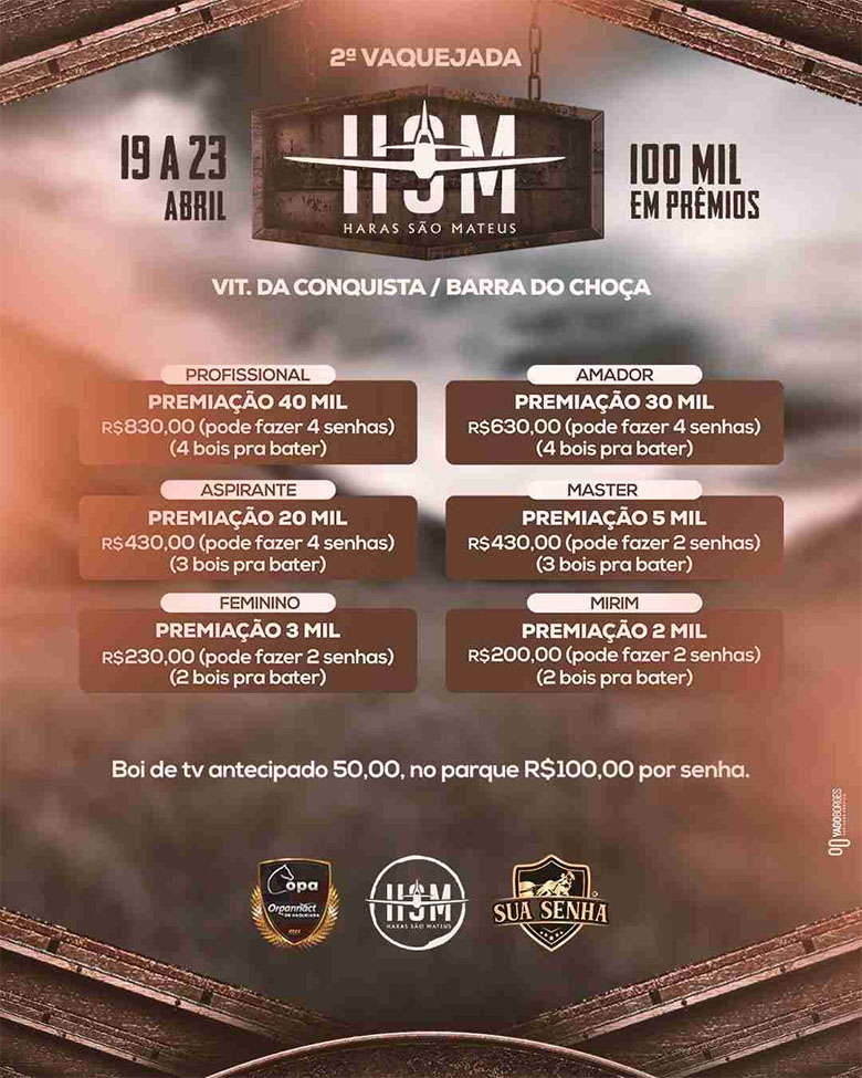 2ª Vaqueja HSM Haras São Mateus em Vitória da Conquista (BA)