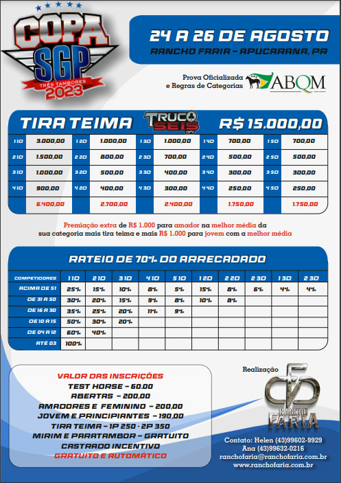1ª Etapa da VII Copa SGP de Três Tambores em Apucarana (PR)