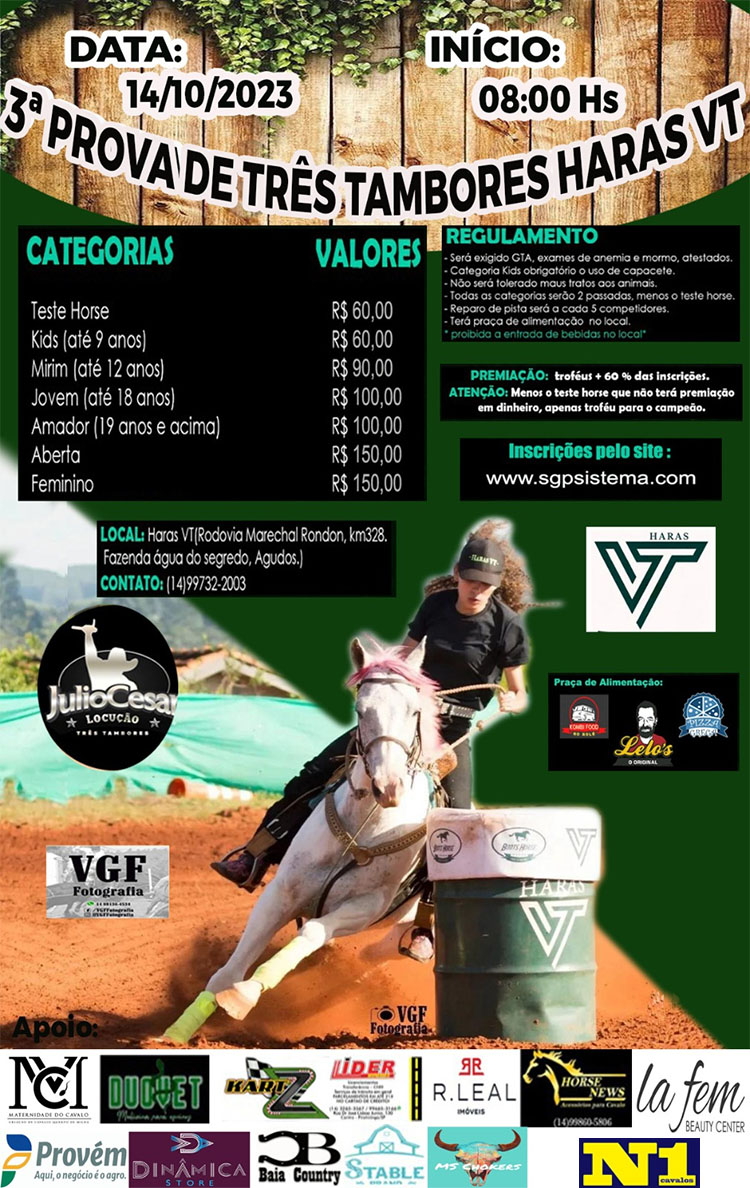 3ª Prova de Três Tambores Haras VT em Agudos (SP)