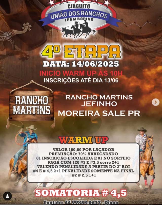 4ª Etapa Circuito União dos Ranchos de Team Roping em Moreira Sales 