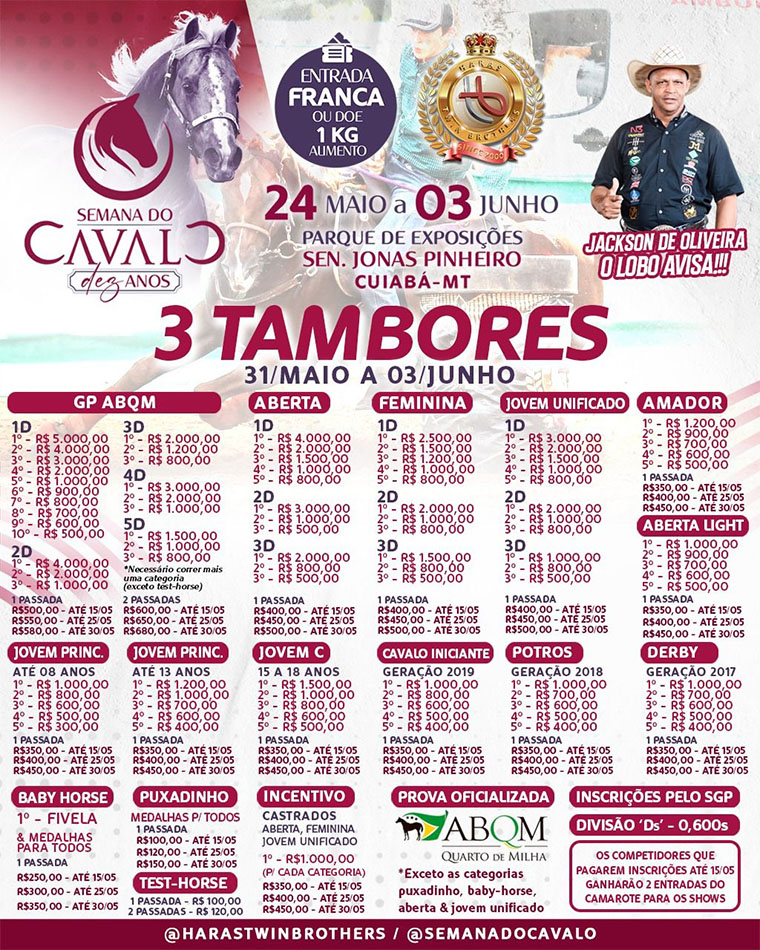 3 Tambores na Semana do Cavalo Cuiabá 