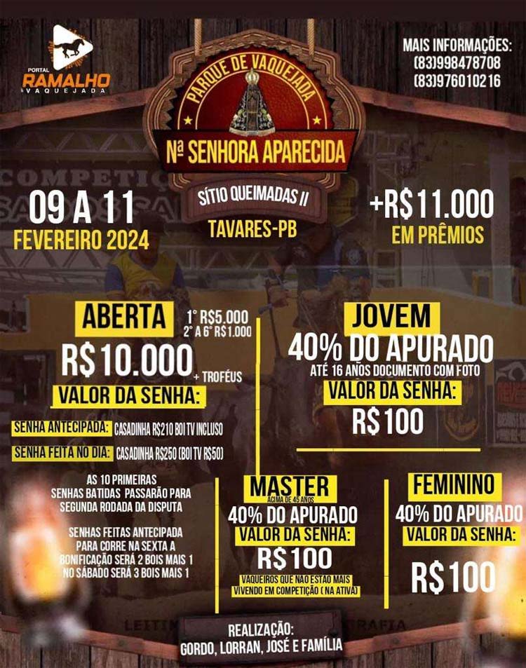 Vaquejada Parque Nossa Senhora Aparecida em Tavares 