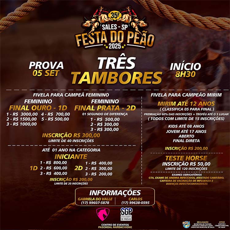 Três Tambores da 35ª Festa do Peão de Sales (SP)